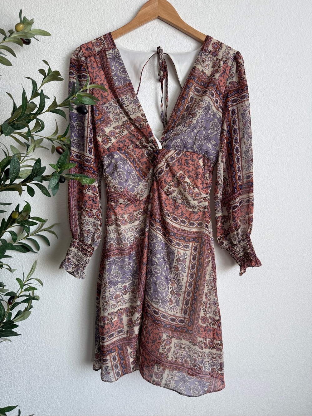 NWOT Julia Jordan Pink Purple Women’s Boho Paisley Mini Dress